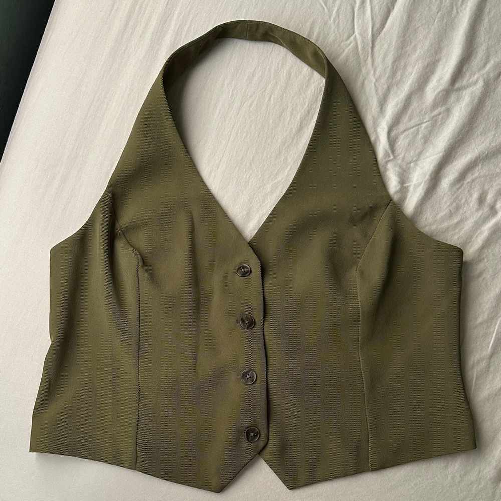 Anthropologie Olive Green Halter Top